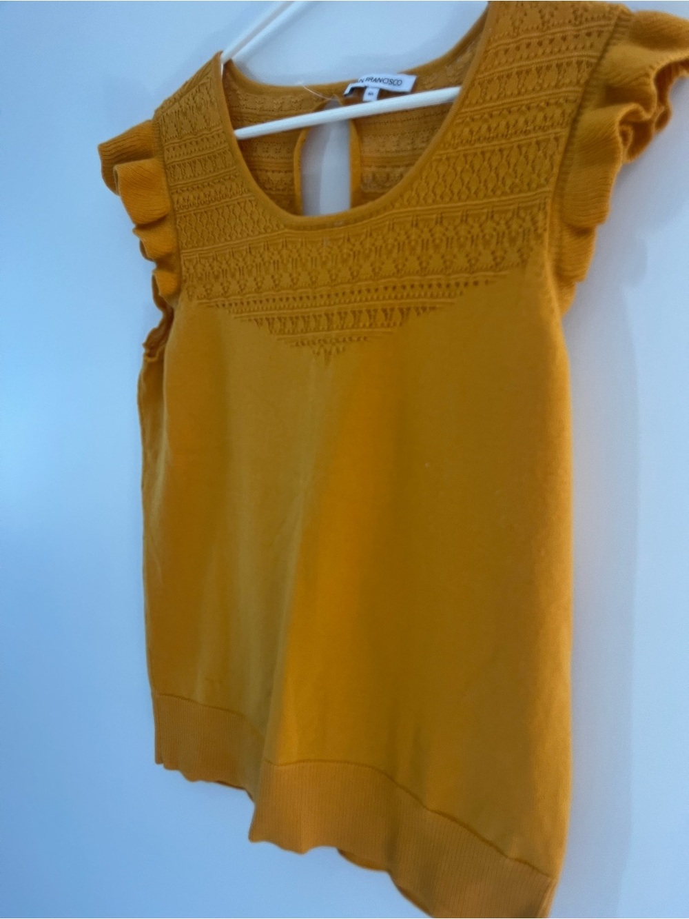 Anthropologie Mustard Knit Ruffle Sleeve Tank Top